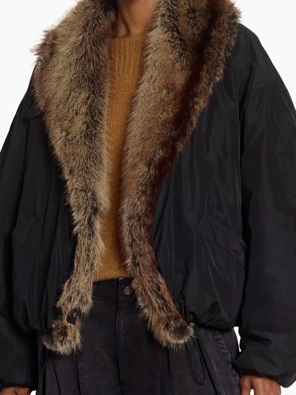 Isabel Marant Black Jacket with Brown Fur Collar